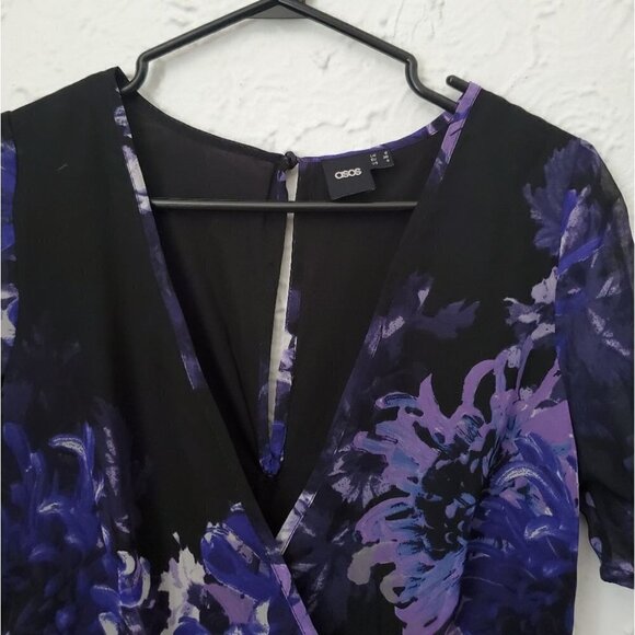 Asos Black Floral Short Sleeve Romper - Picture 6 of 9